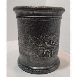 Antique Derby Silver Plate Company Tobacco Humidor Repousse Village Scene